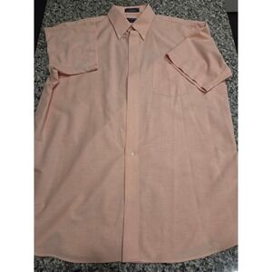 Stafford Essentials Mens Peach Short Sleeve Oxford Shirt Classic Fit 17.5 XL